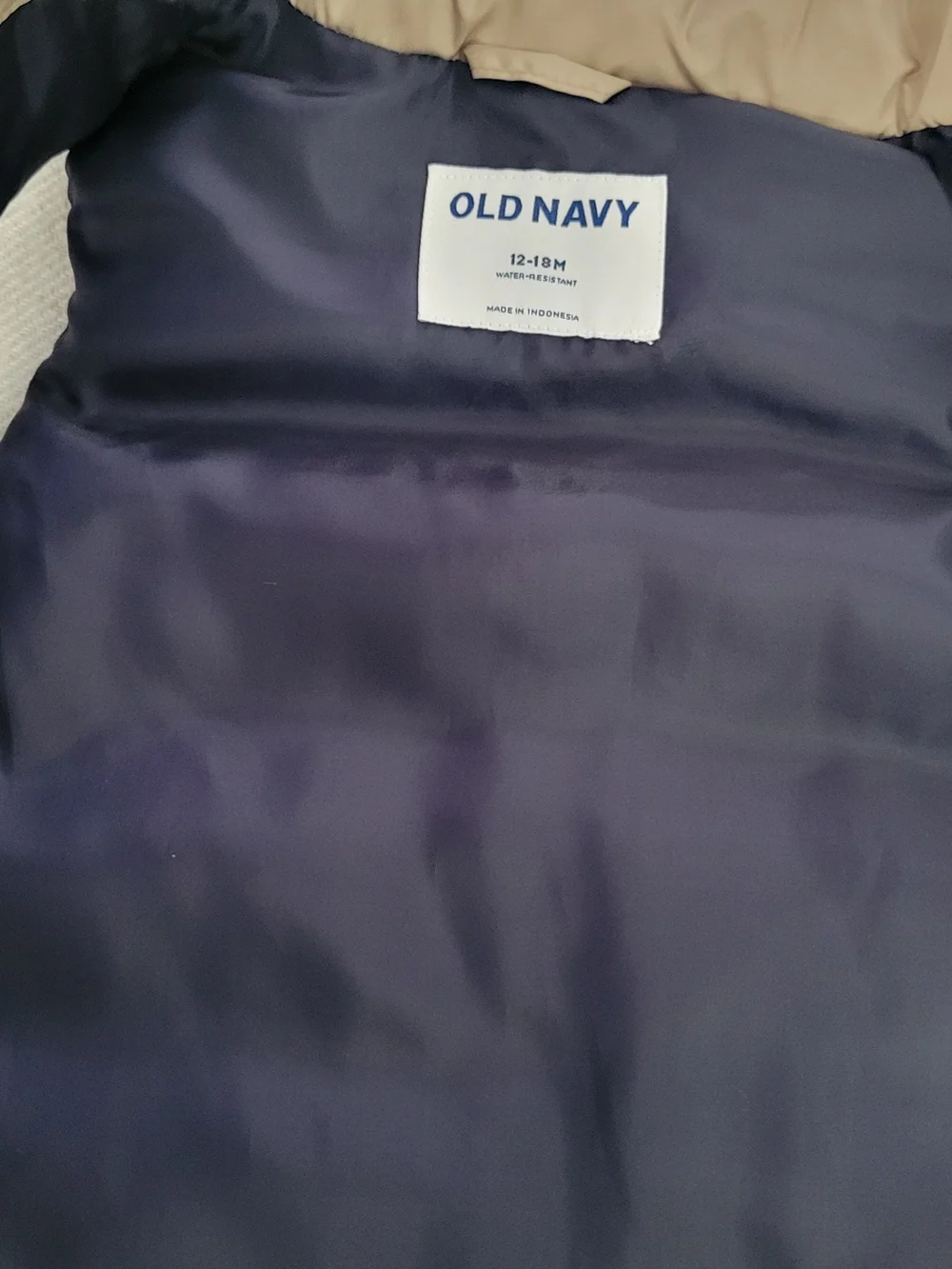 Old Navy Boys Navy and Tan Puffer Vest
